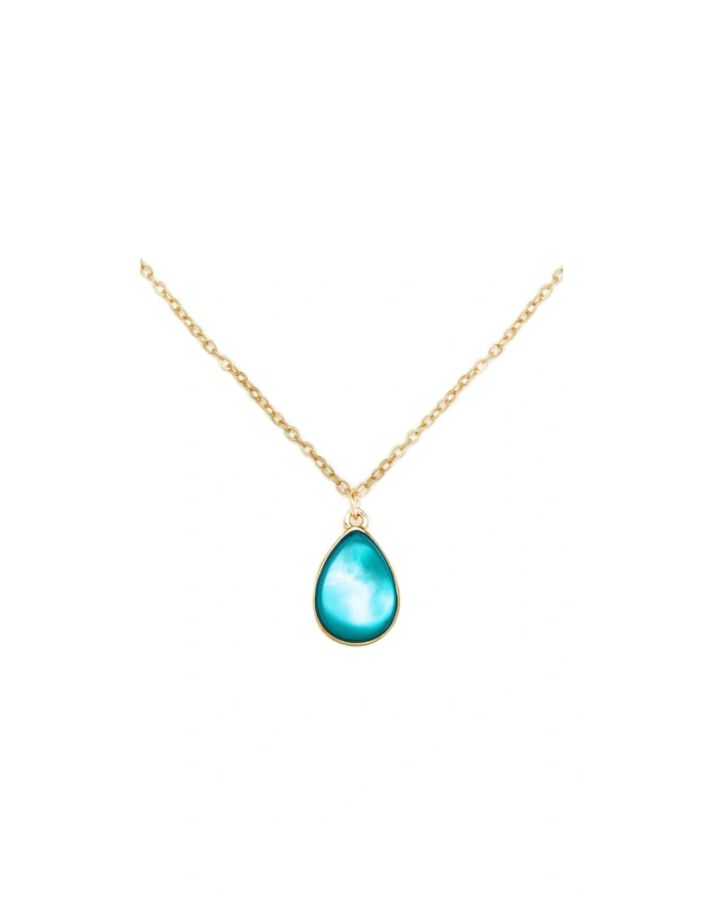 Gold Plated Aquamarine Charm Necklace