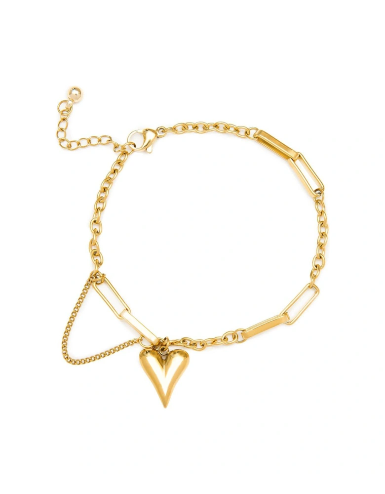 Gold Plated Layered Chain Heart Bracelet