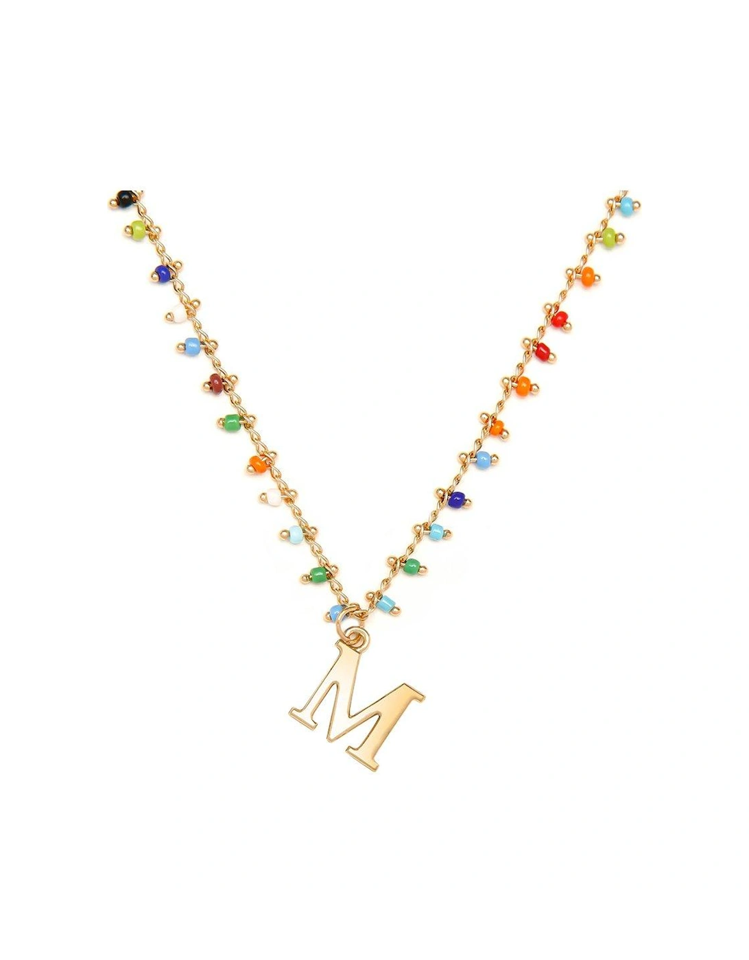 Gold Plated Rainbow Bead Letter Charm Necklace, 2 of 1