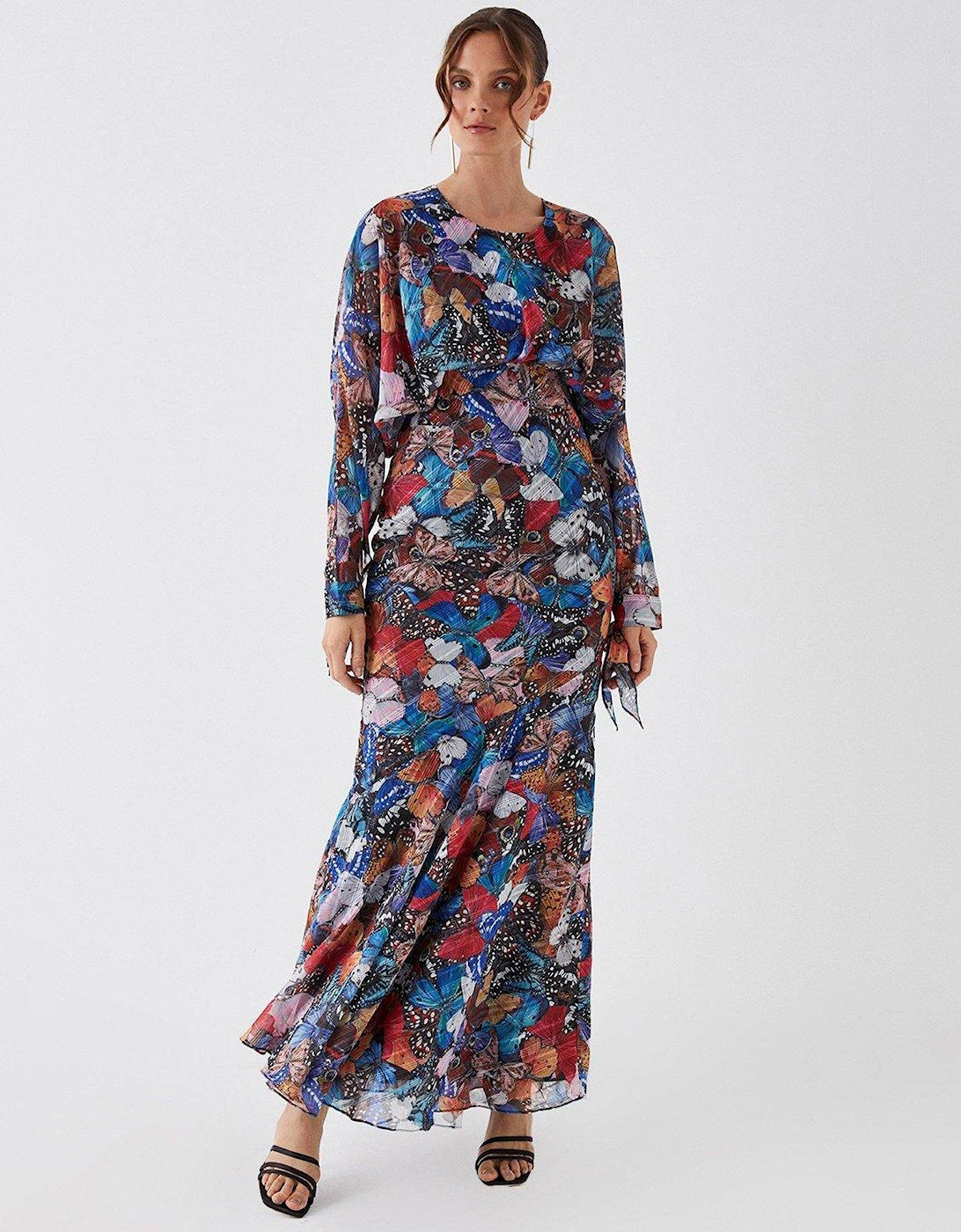 Julie Kuyath Butterfly Print Batwing Fishtail Skirt Maxi Dre, 4 of 3