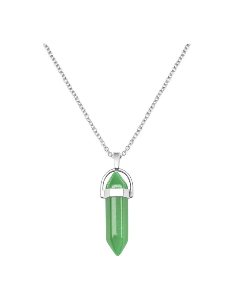 Emerald Silver Plated Crystal Drop Charm Necklace