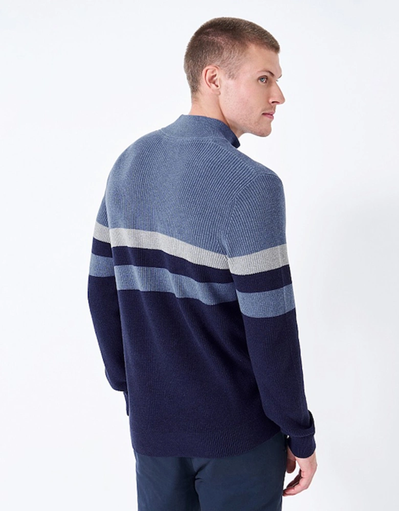 Rye Ribbed Stripe Half Zip Multi Blue