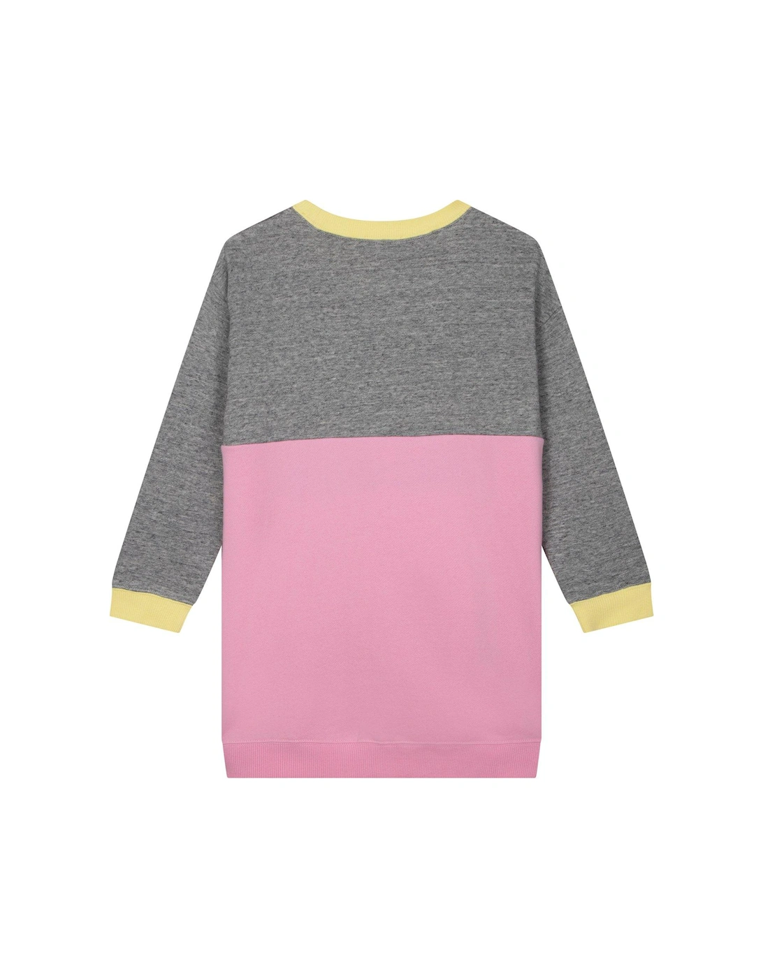 Kids Long Sleeved Logo Dress - Grey/Pink