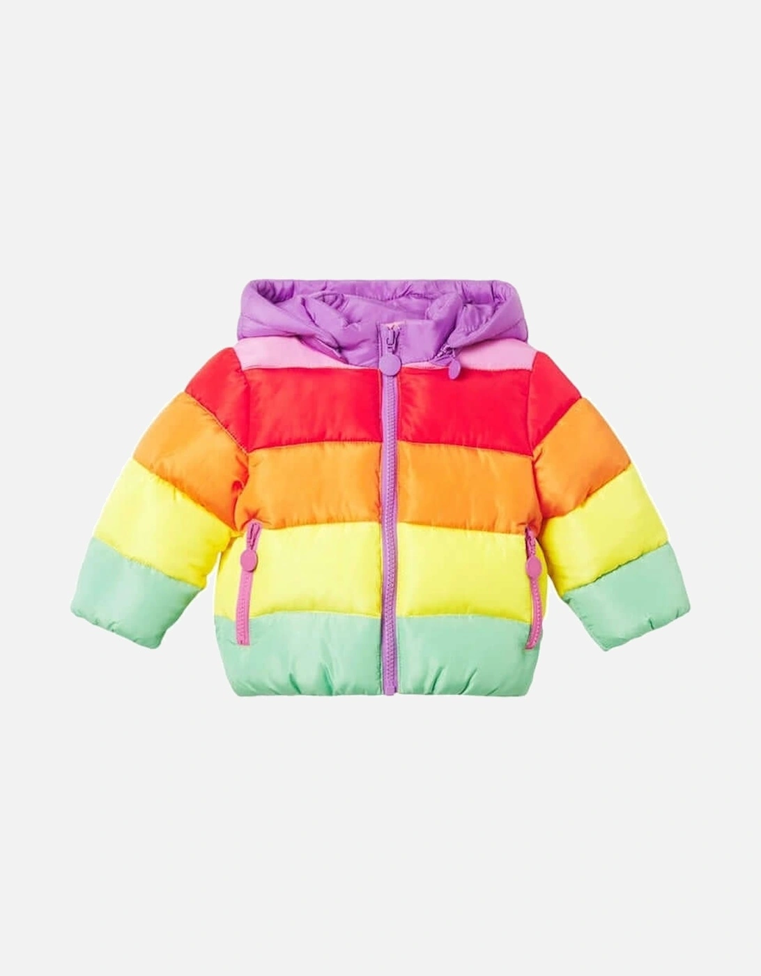 Baby Girls Rainbow Puffer Coat, 2 of 1