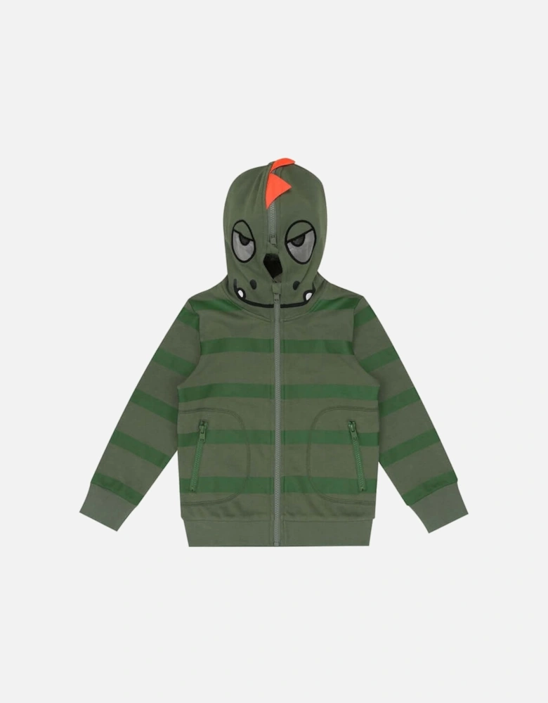 Boys Green Gecko Zip Up Hoodie