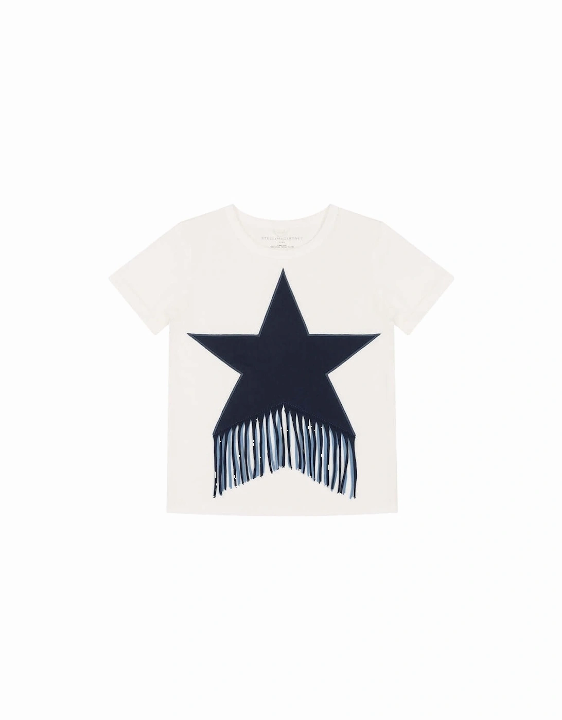 Girls White Fringe Star T-Shirt, 2 of 1