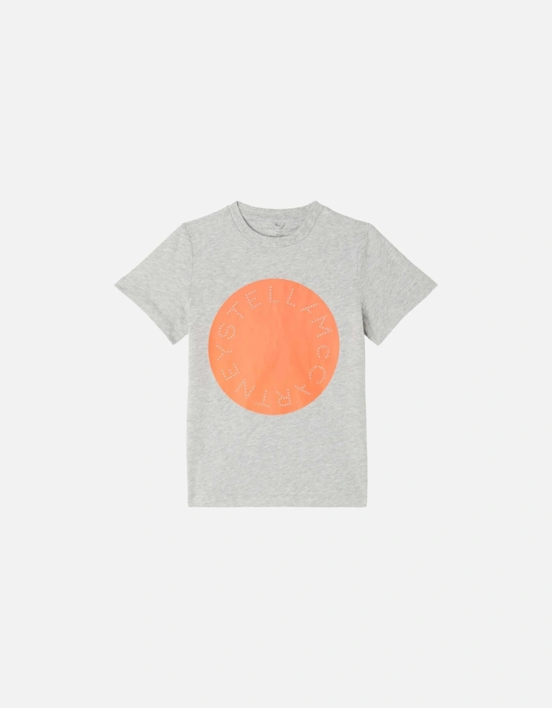 Boys Grey & Orange Cotton Logo T-Shirt