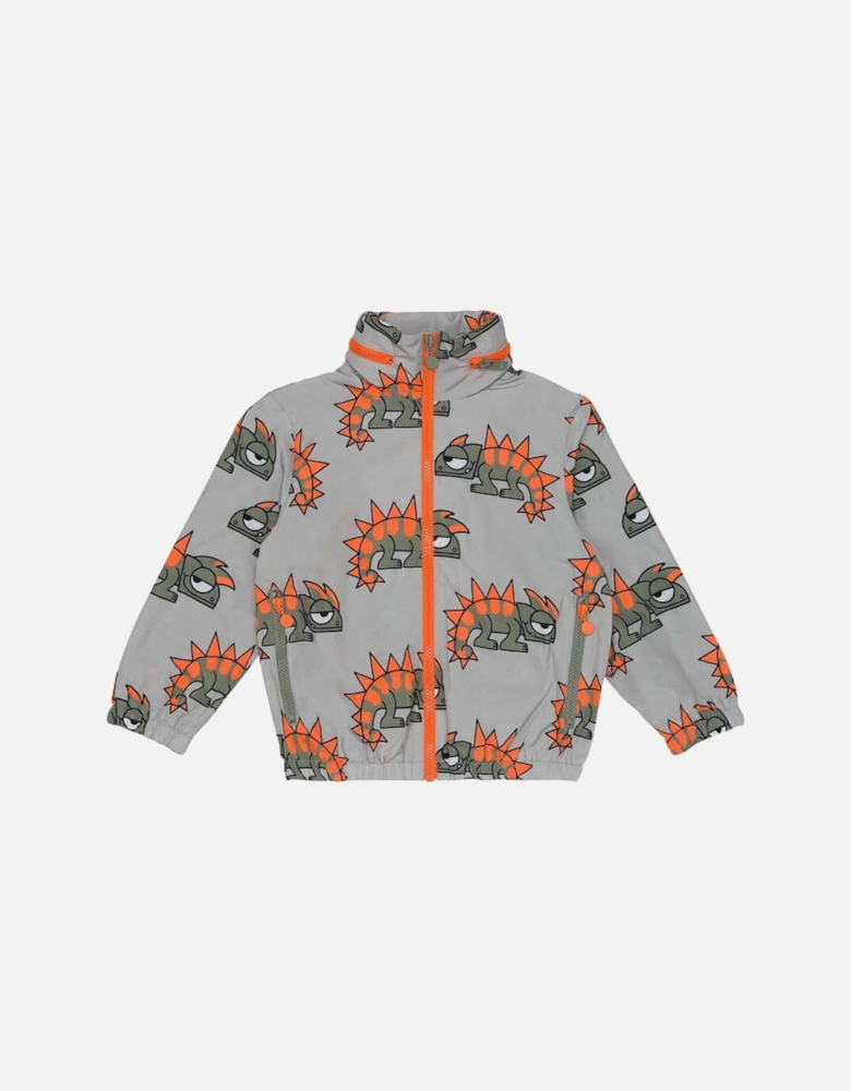 Boys Grey Gecko Print Zip Up Jacket