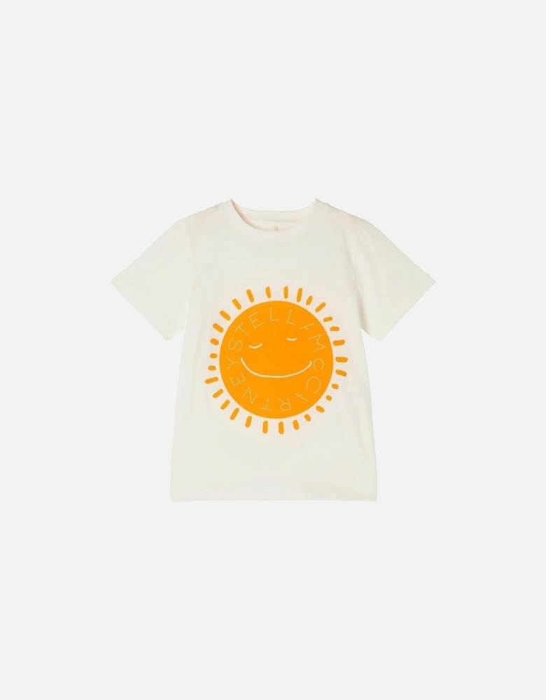 Girls White Sun Logo T-Shirt