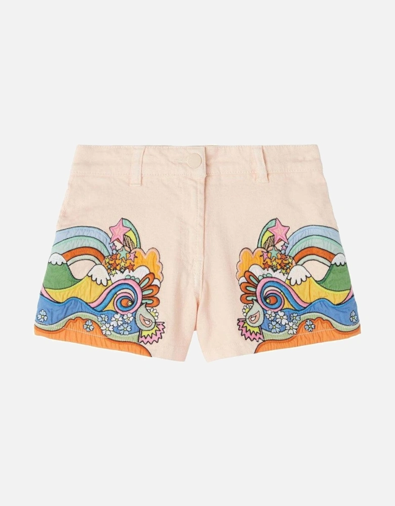 Girls Peach Hippie Denim Short