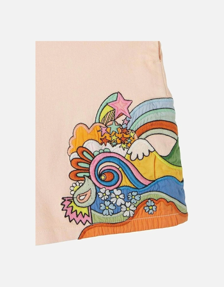 Girls Peach Hippie Denim Short