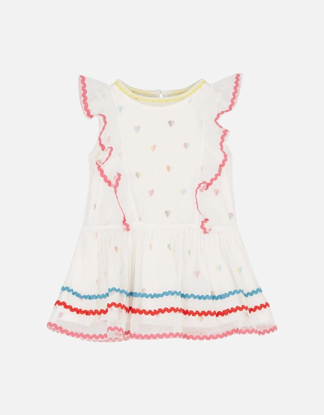 Baby Girls White Heart Print Sleeveless Dress, 3 of 2