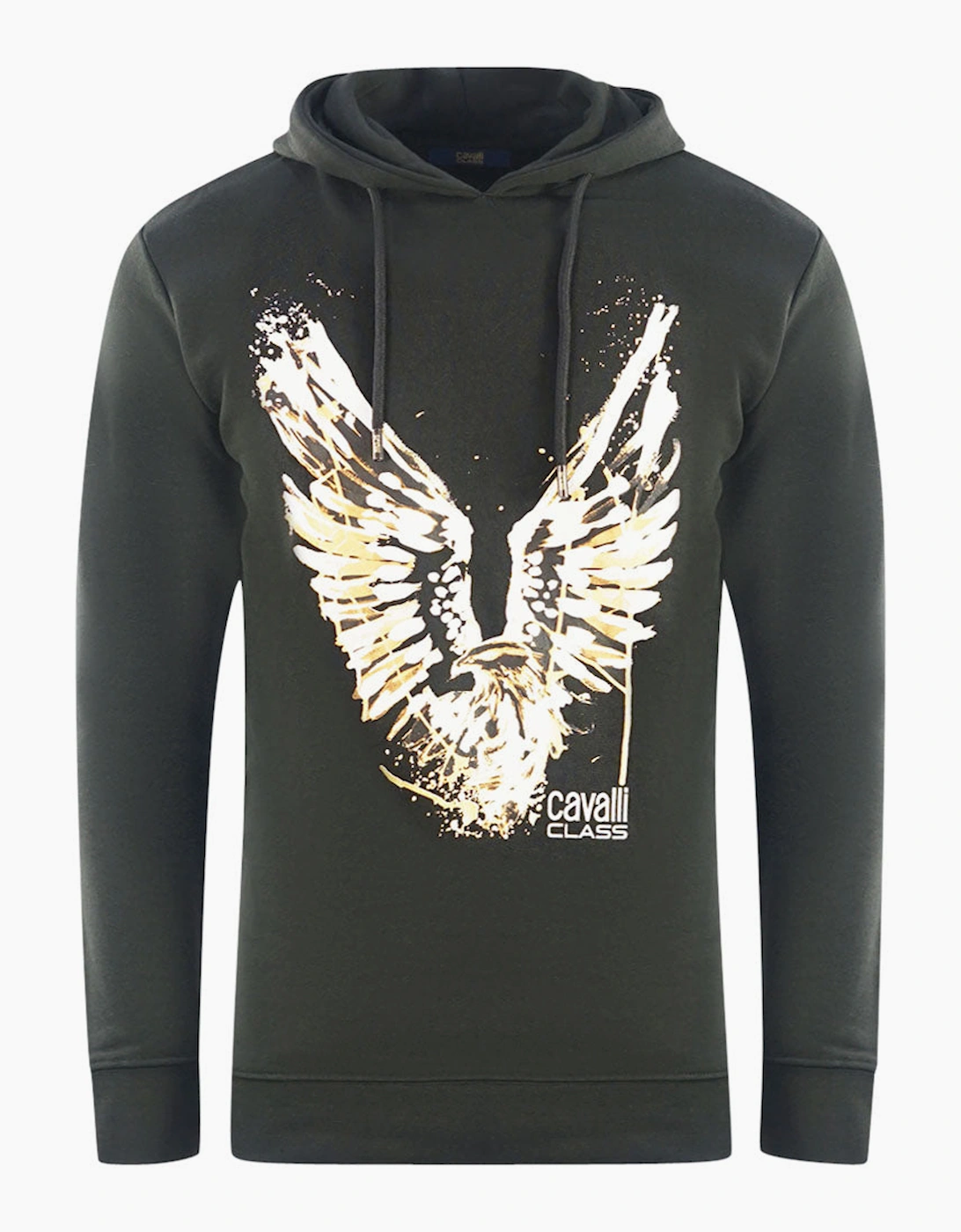 Roberto Cavalli Men's Black Cavalli Class Golden Eagle Logo Hoodie - Size: 38