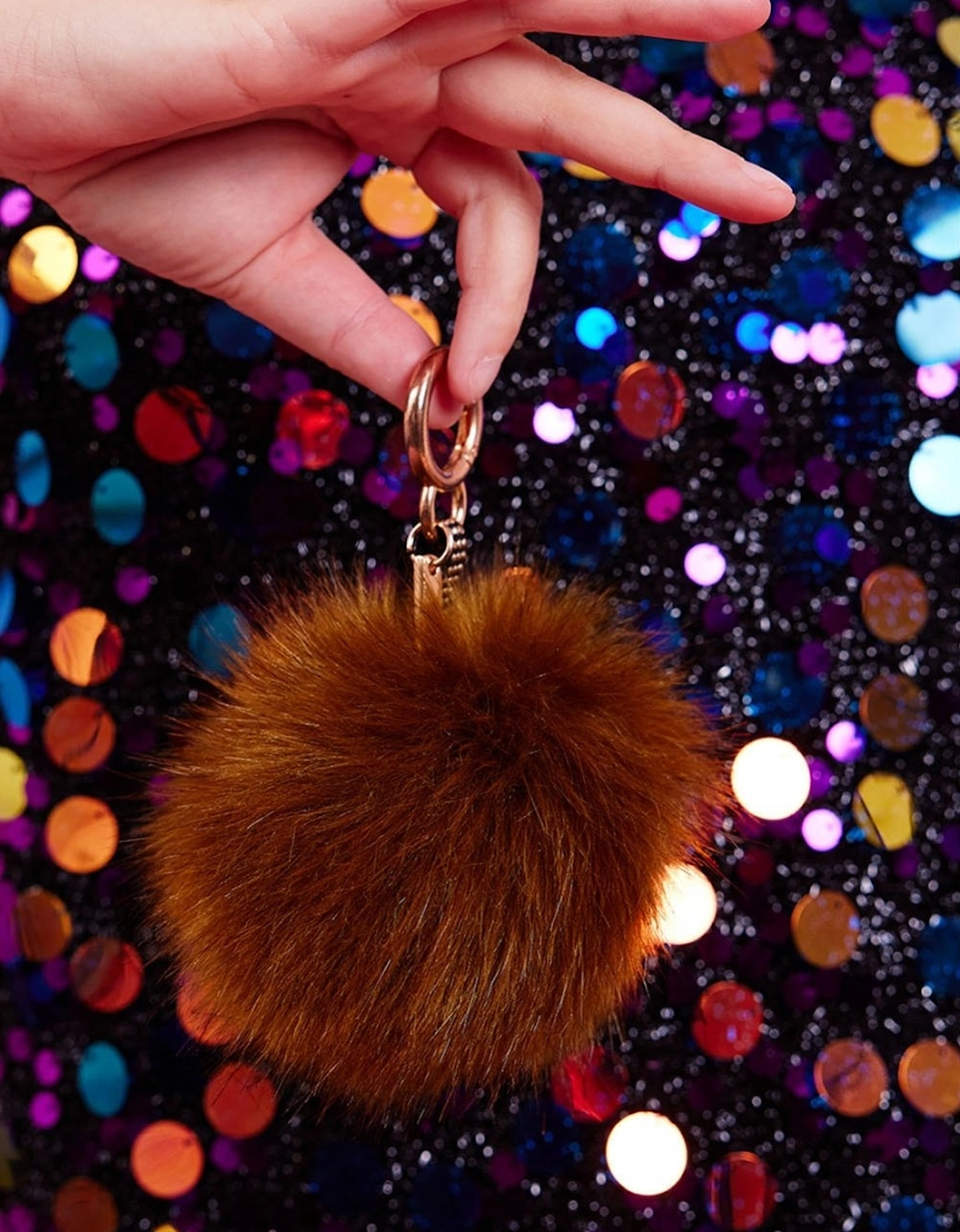 Chocolate Luxury Faux Fur Pom Bag Charms, 2 of 1