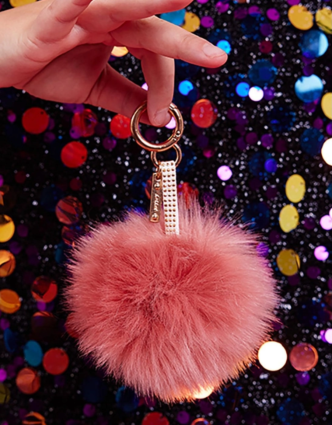 Pink Luxury Faux Fur Pom Bag Charms, 2 of 1