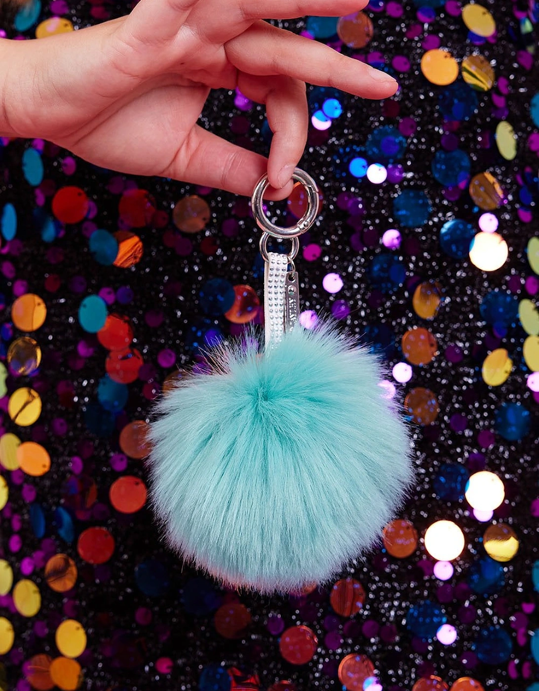 Teal Luxury Faux Fur Pom Bag Charms, 2 of 1