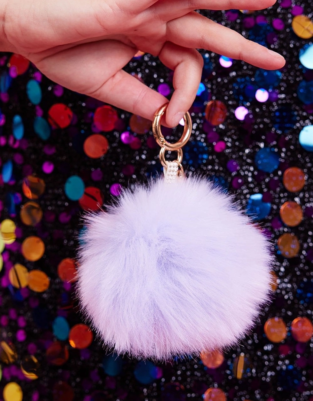 Purple Luxury Faux Fur Pom Bag Charms, 2 of 1