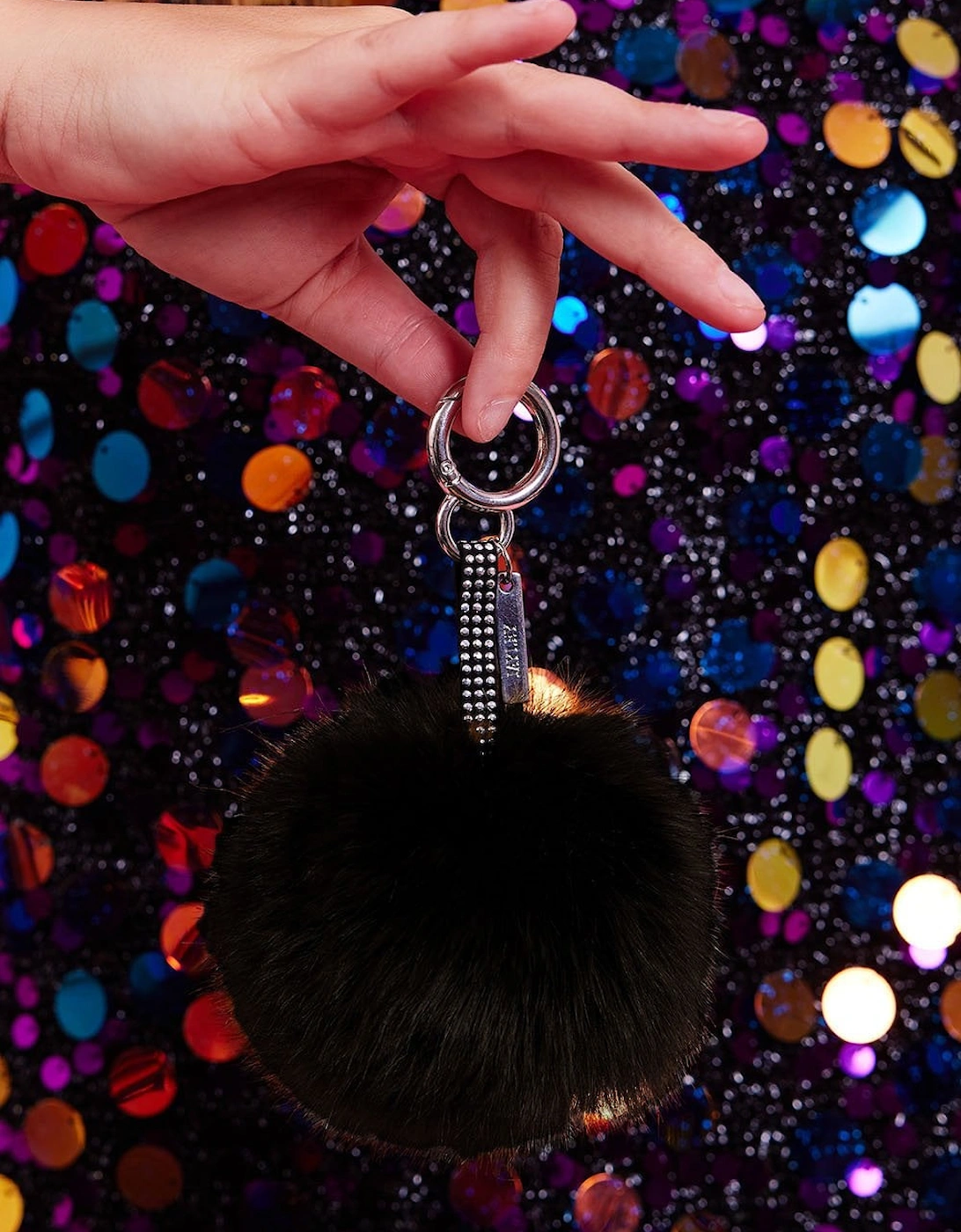 Black Luxury Faux Fur Pom Bag Charms