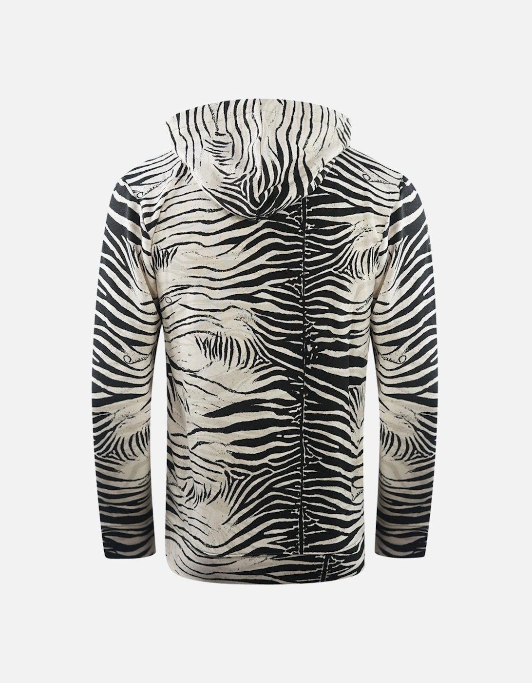 Cavalli Class Zebra Print Zip-Up Black Hoodie