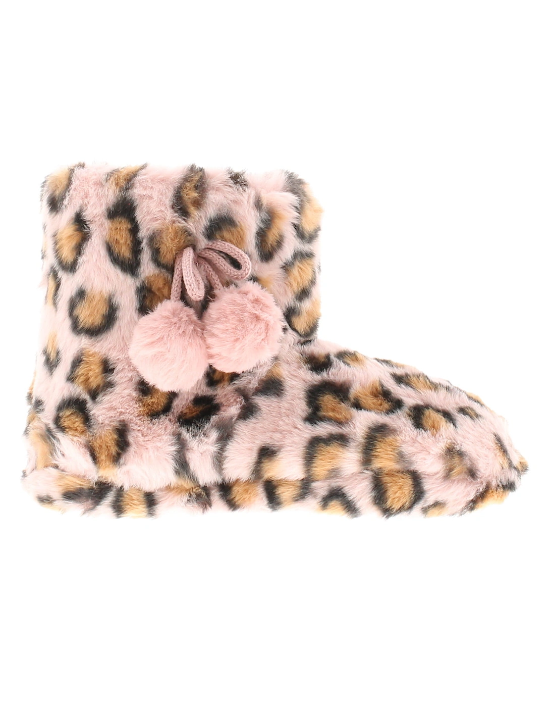 Girls Slipper penny bootee Leopard Pom Pom Leopard Print  Pink Assorted U