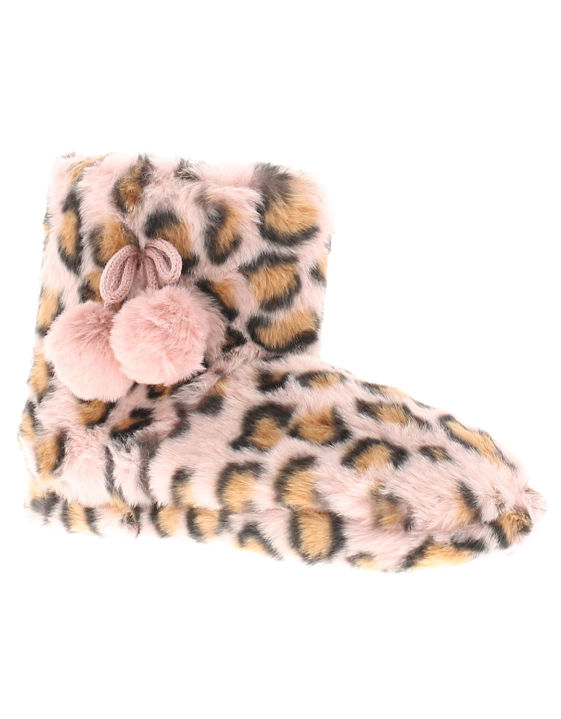 Girls Slipper penny bootee Leopard Pom Pom Leopard Print  Pink Assorted U, 6 of 5