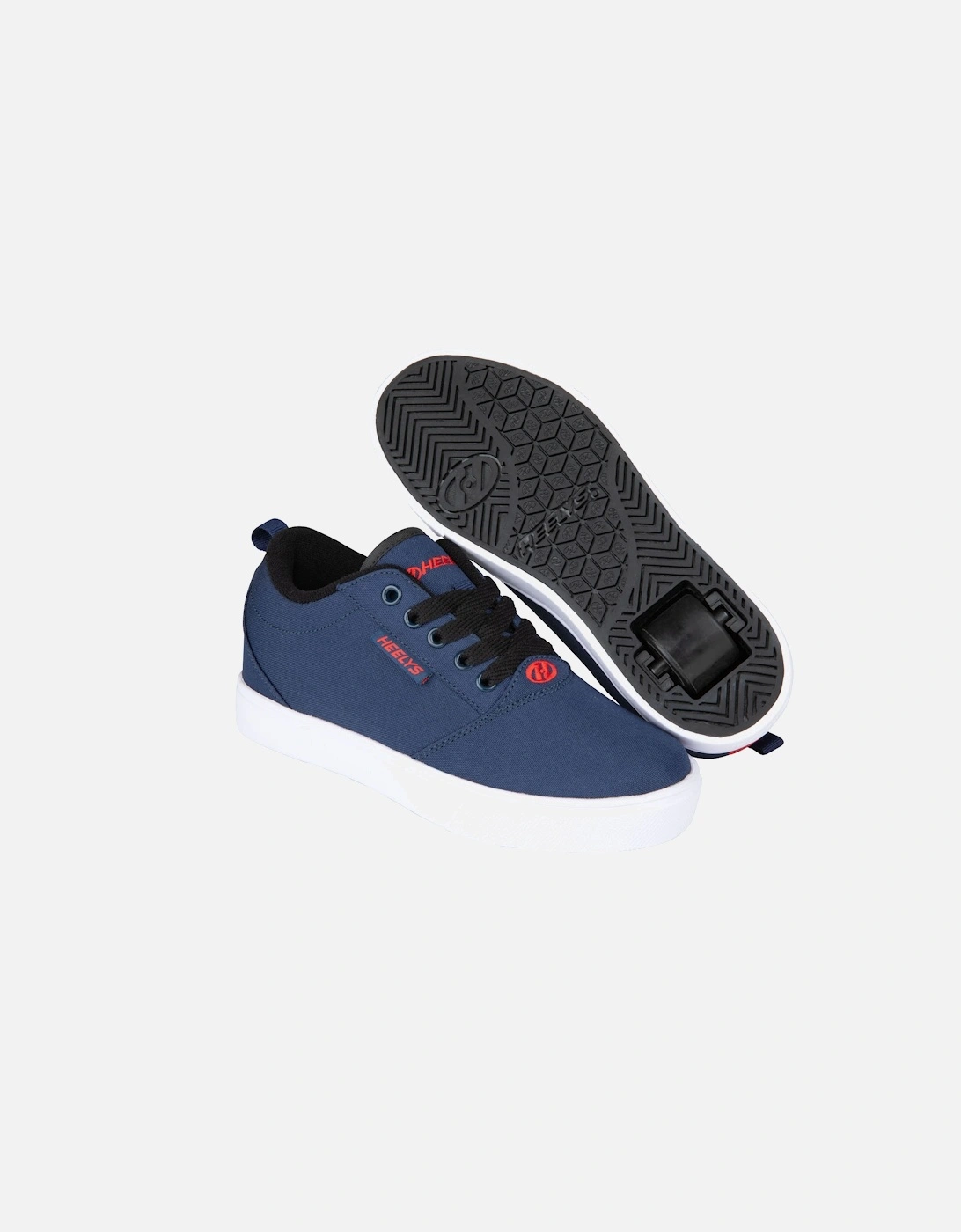 Boys Trainers Pro 20 Canvas Lace Up Skate Shoes Wheels Navy UK Size