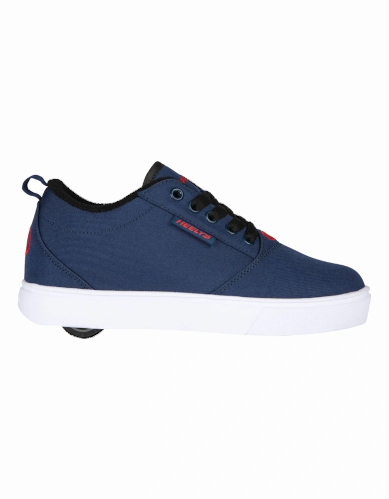 Boys Trainers Pro 20 Canvas Lace Up Skate Shoes Wheels Navy UK Size