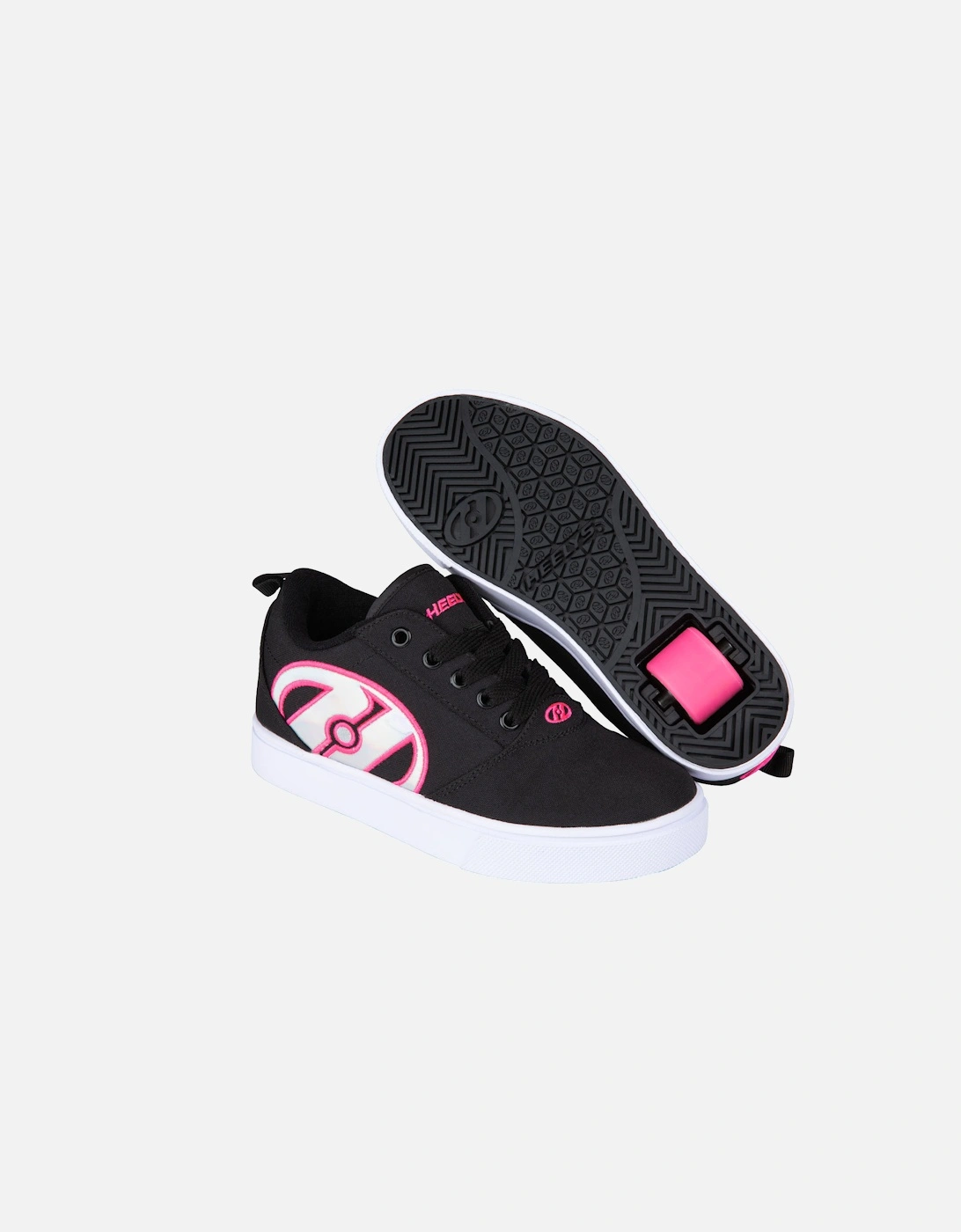 Girls Trainers Pro 20 Icon Canvas Lace Up Skate Shoes Wheels Black UK Siz