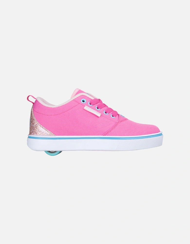Girls Trainers Pro 20 Canvas Lace Up Skate Shoes Wheels Pink UK Size