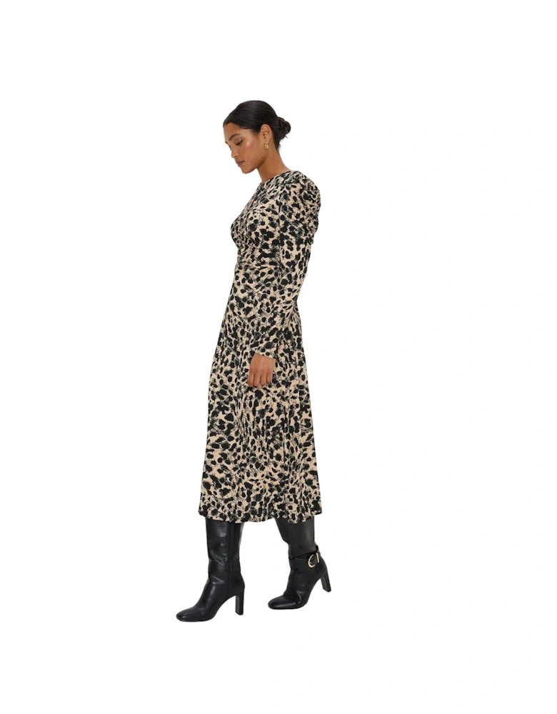 Womens/Ladies Leopard Print Keyhole Midi Dress