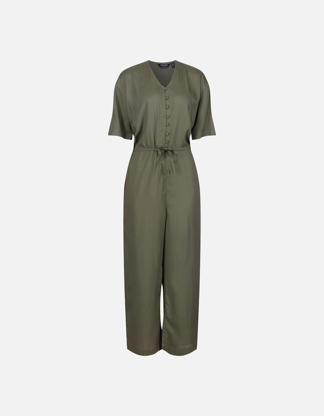Womens/Ladies Streap Lightweight Button Front Short-Sleeved Jumpsuit, 6 of 5