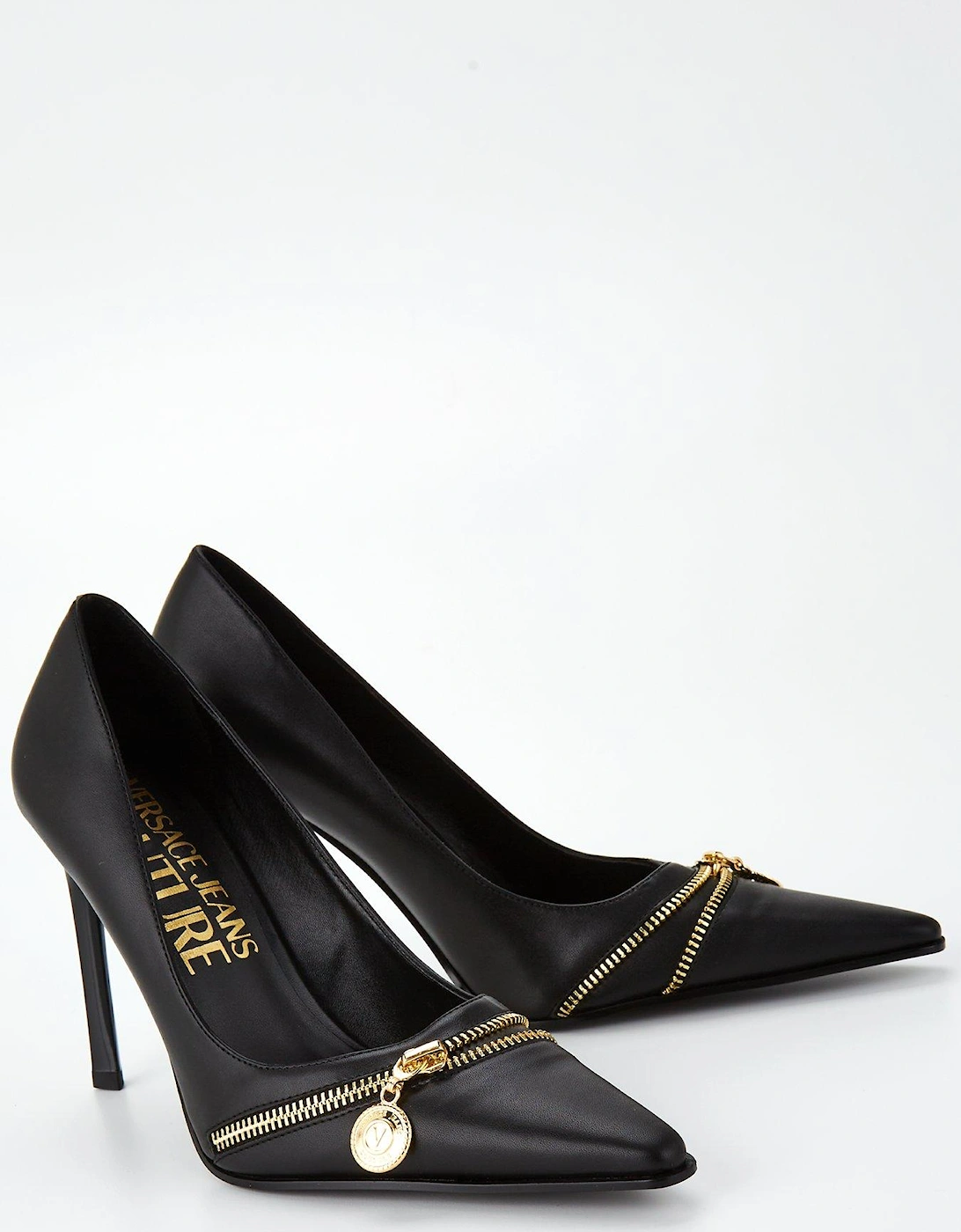 Jeans Couture Pointy Toe Zip Pump Heel - Black