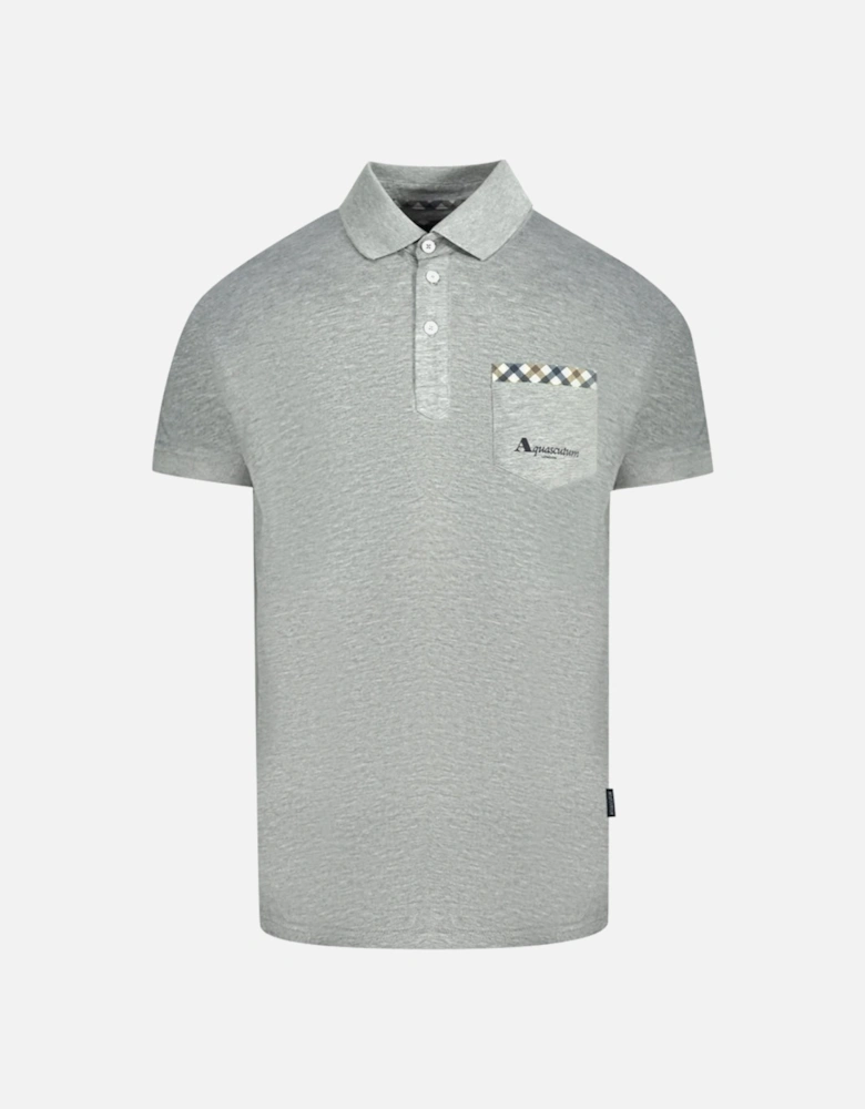 Check Pocket Grey Polo Shirt