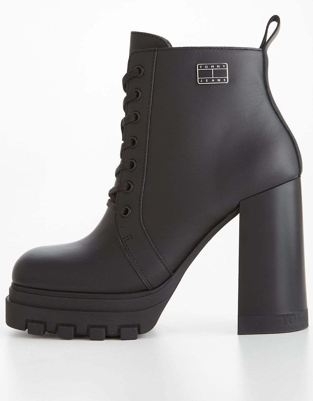 Leather Lace Up Heel Boot - Black, 3 of 2
