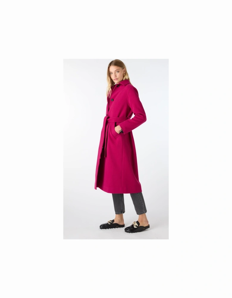 Vienna Single Breasted Belted Coat in Magenta