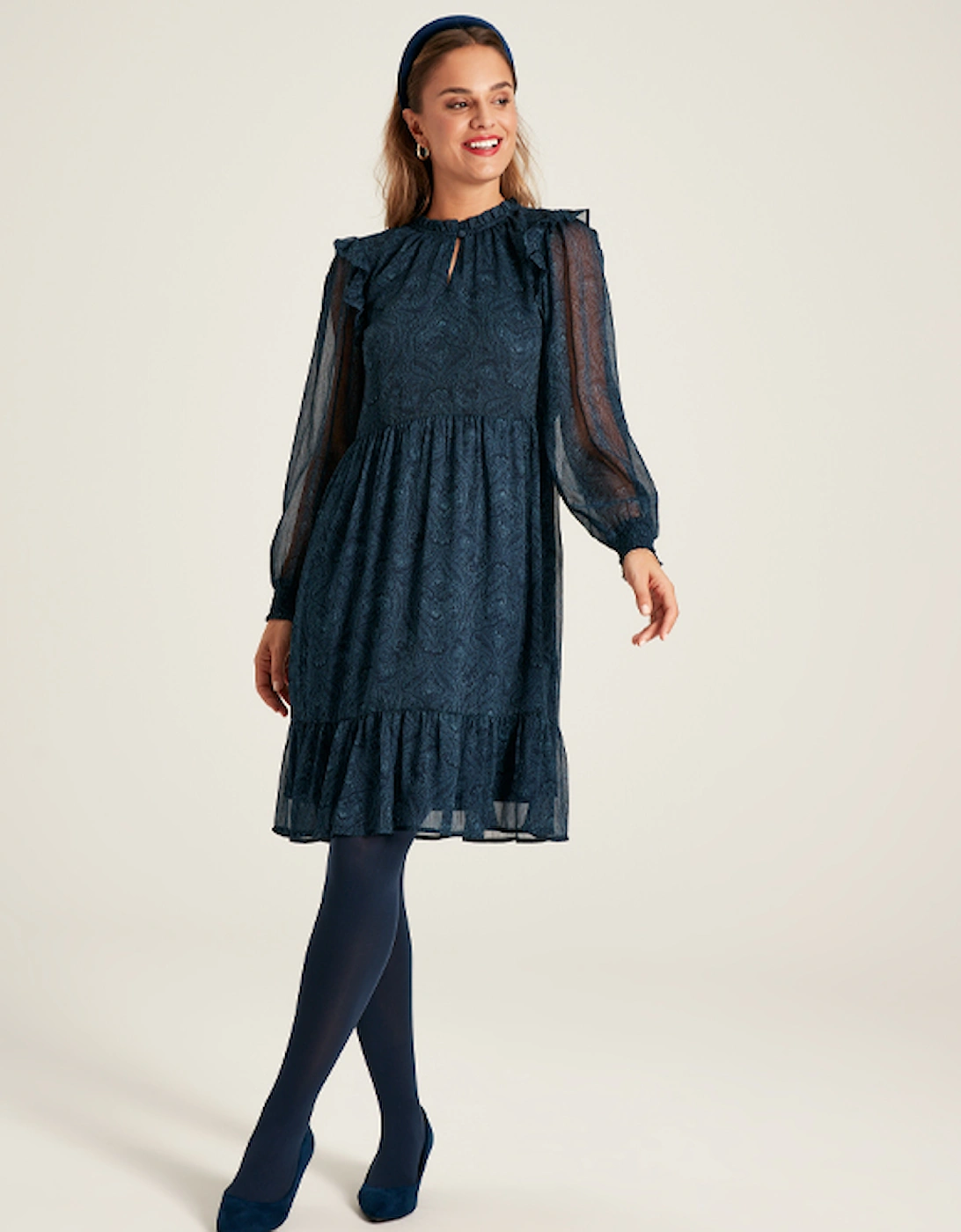 Women's Lumi Crinkle Short Dress Navy Paisley