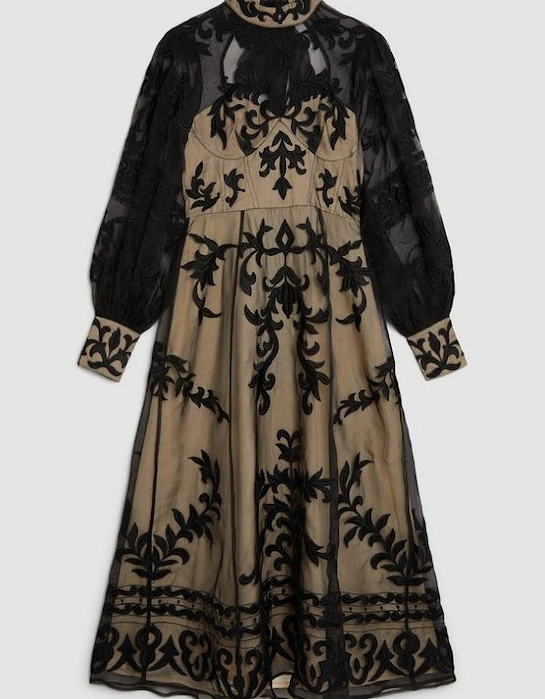 Baroque Applique Woven Maxi Dress