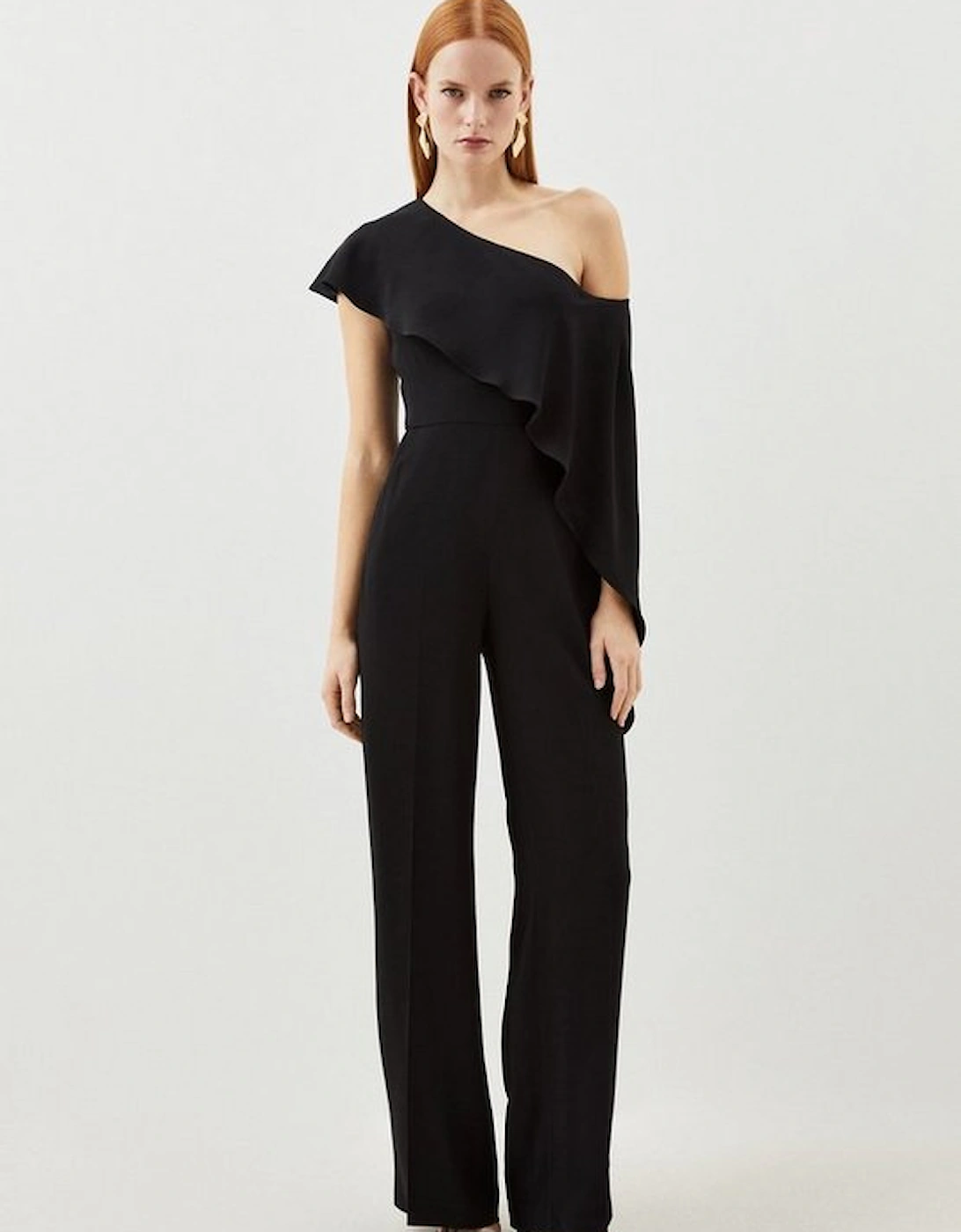 Tailored Compact Stretch Viscose Drape Detail Jumpsuit, 5 of 4