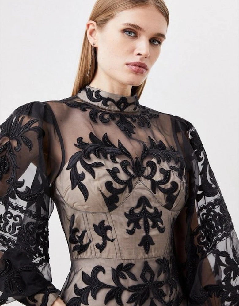 Baroque Applique Woven Mini Dress