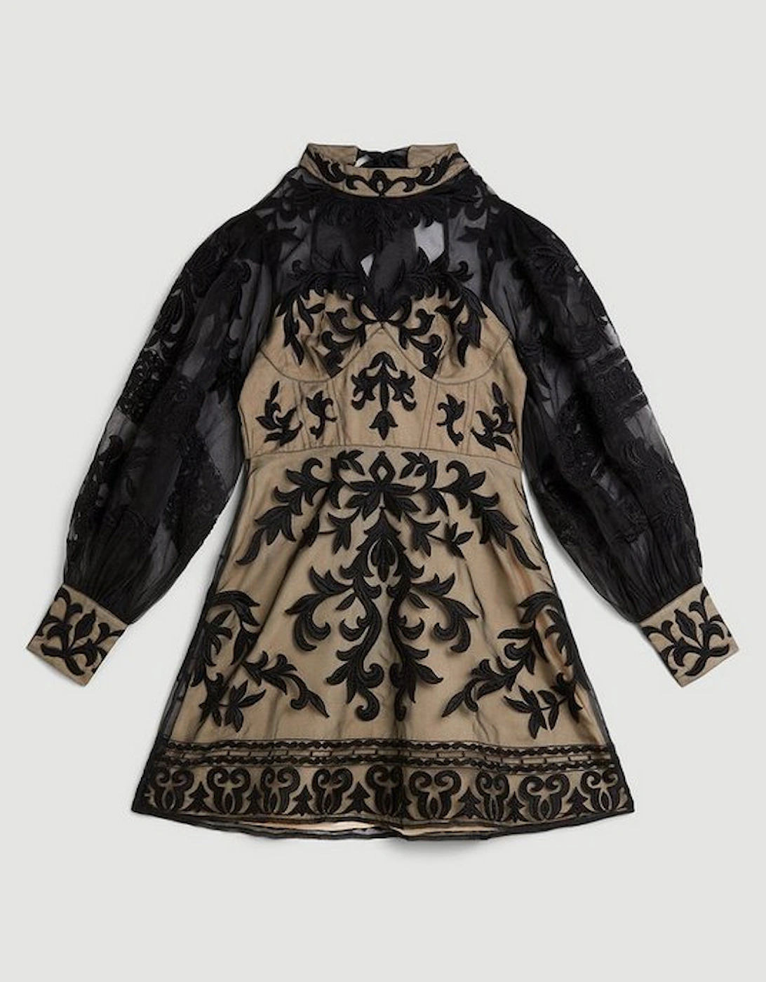 Baroque Applique Woven Mini Dress