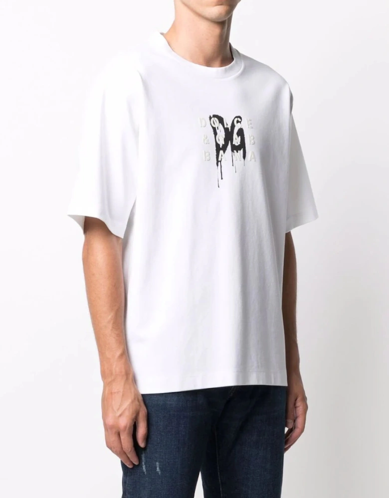 Graffiti Logo Print with Rubber effect T-Shirt in White