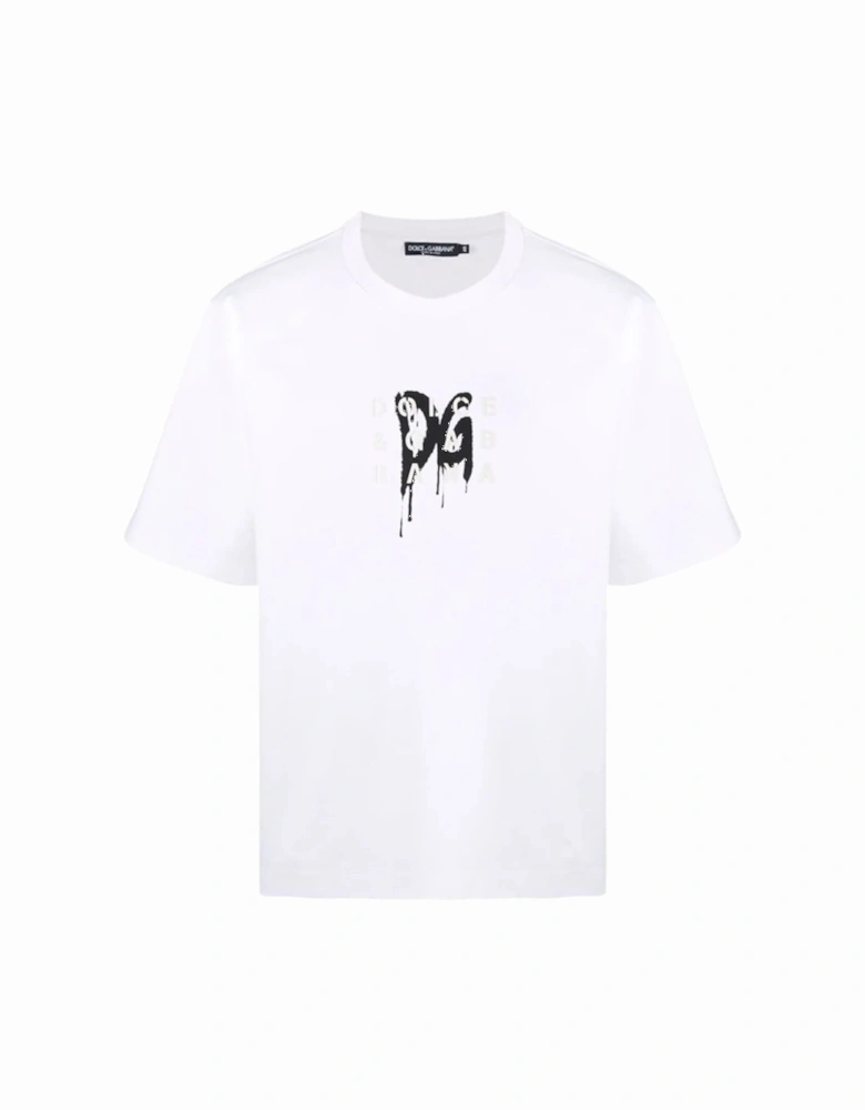 Graffiti Logo Print with Rubber effect T-Shirt in White