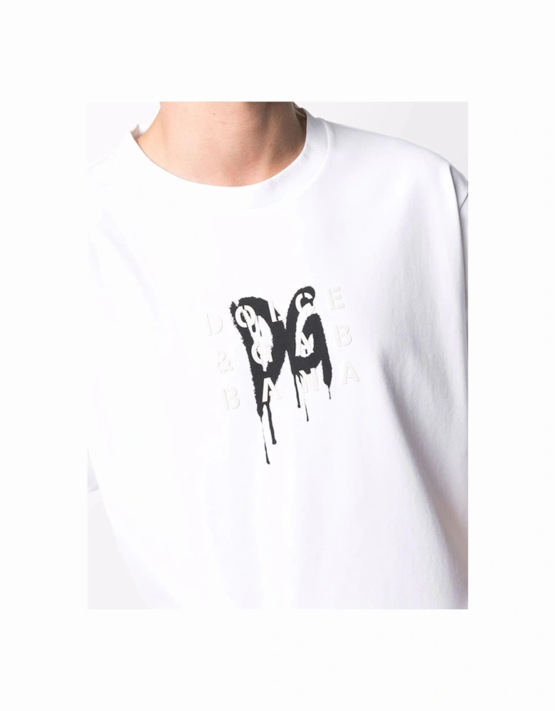 Graffiti Logo Print with Rubber effect T-Shirt in White