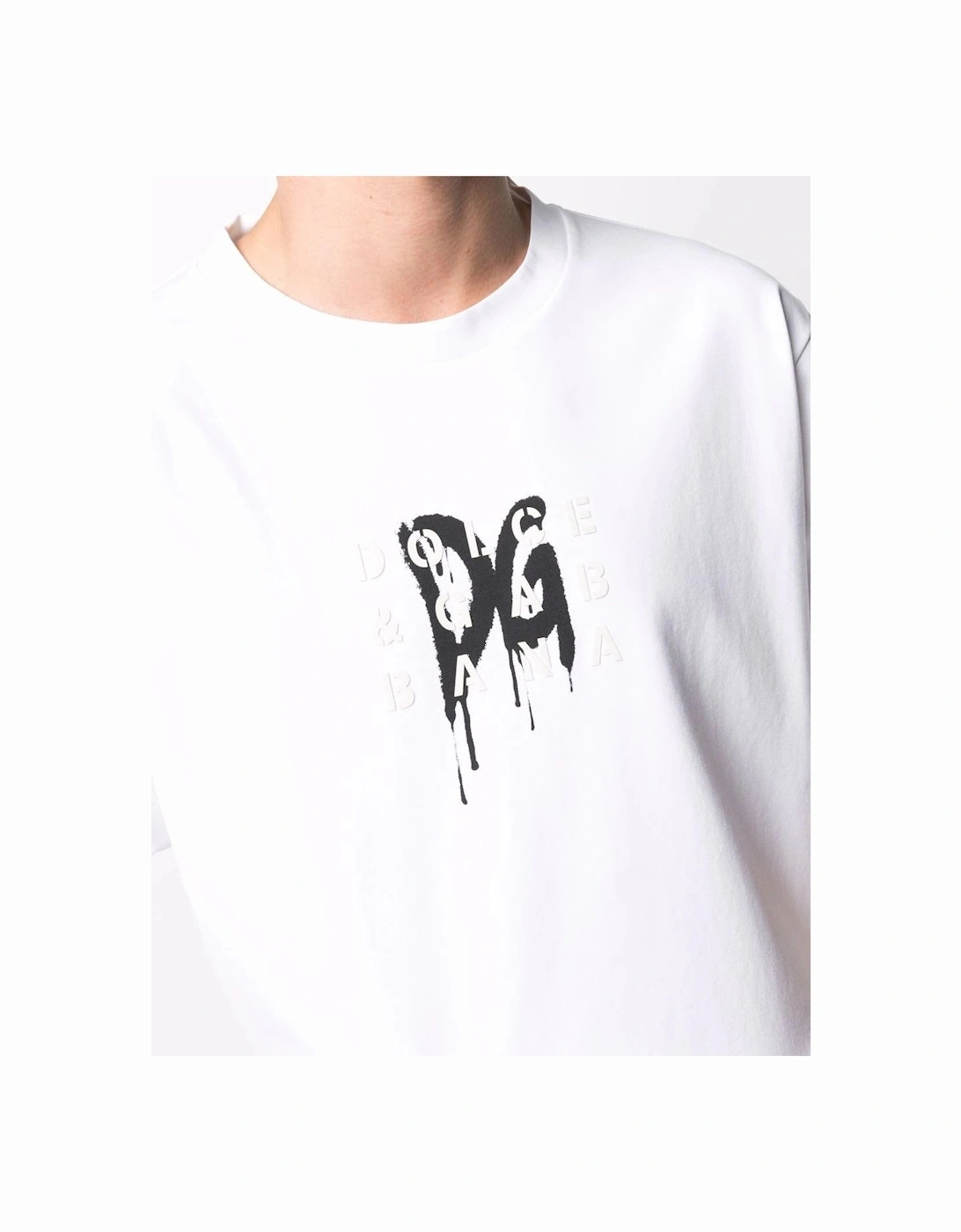 Graffiti Logo Print with Rubber effect T-Shirt in White