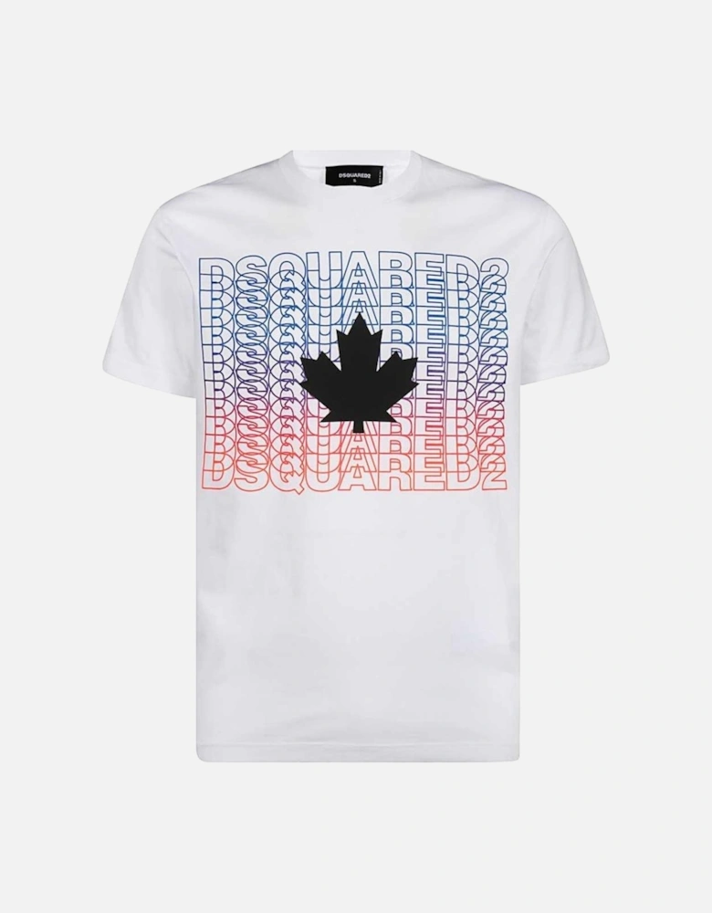 Multi Logo Maple Leaf White T-Shirt