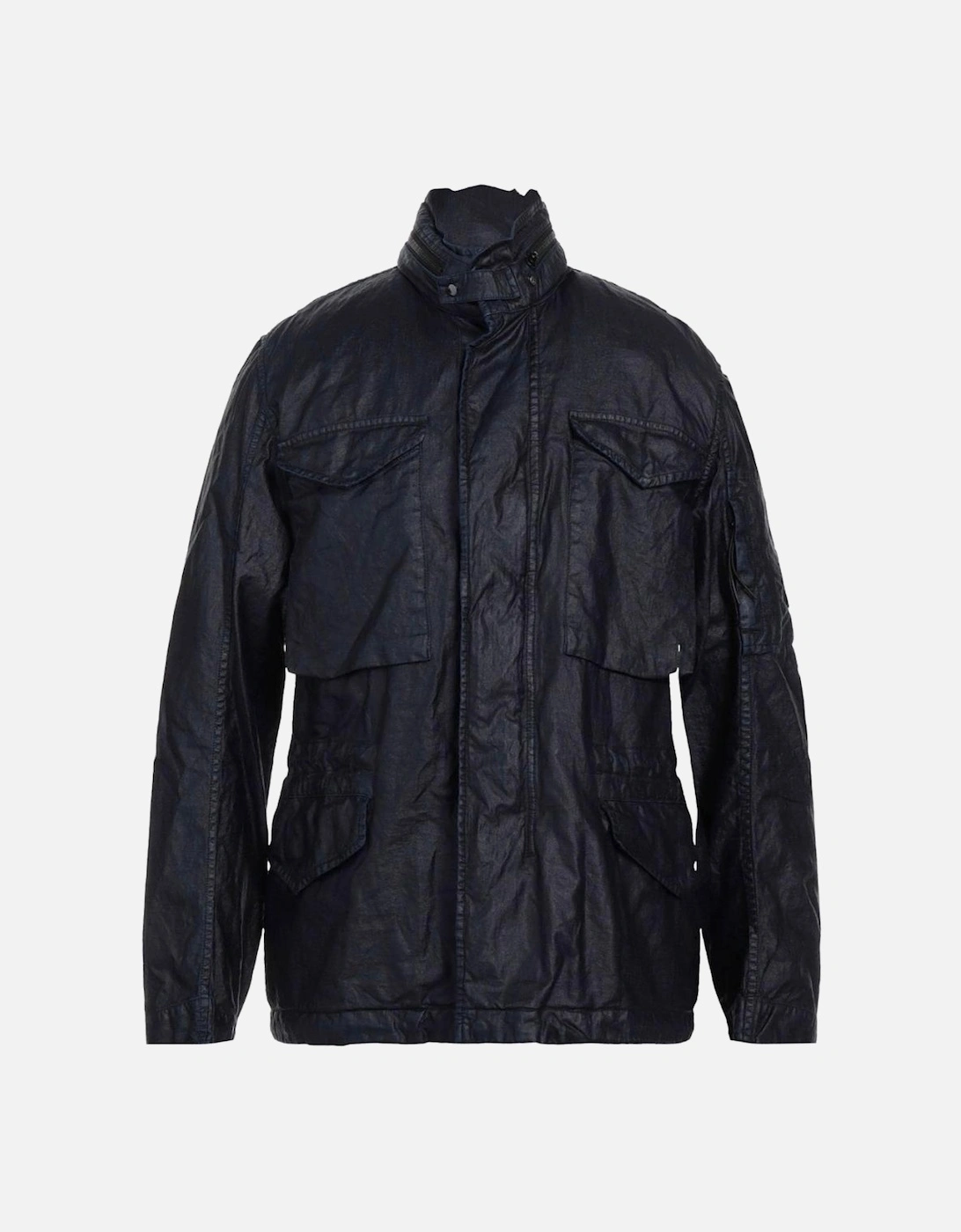 Men's C.P. Company Lino Wax Medium Navy Blue Jacket - Black - Size: 38/Regular