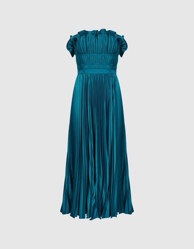 Amur Strapless Pleated Midi Dress