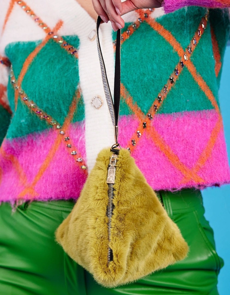 Pyramid Faux Fur Bag