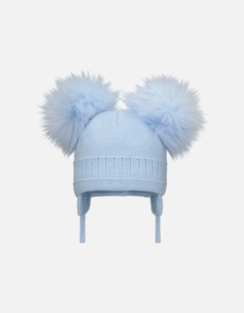 Blue Double Pom Tie Hat