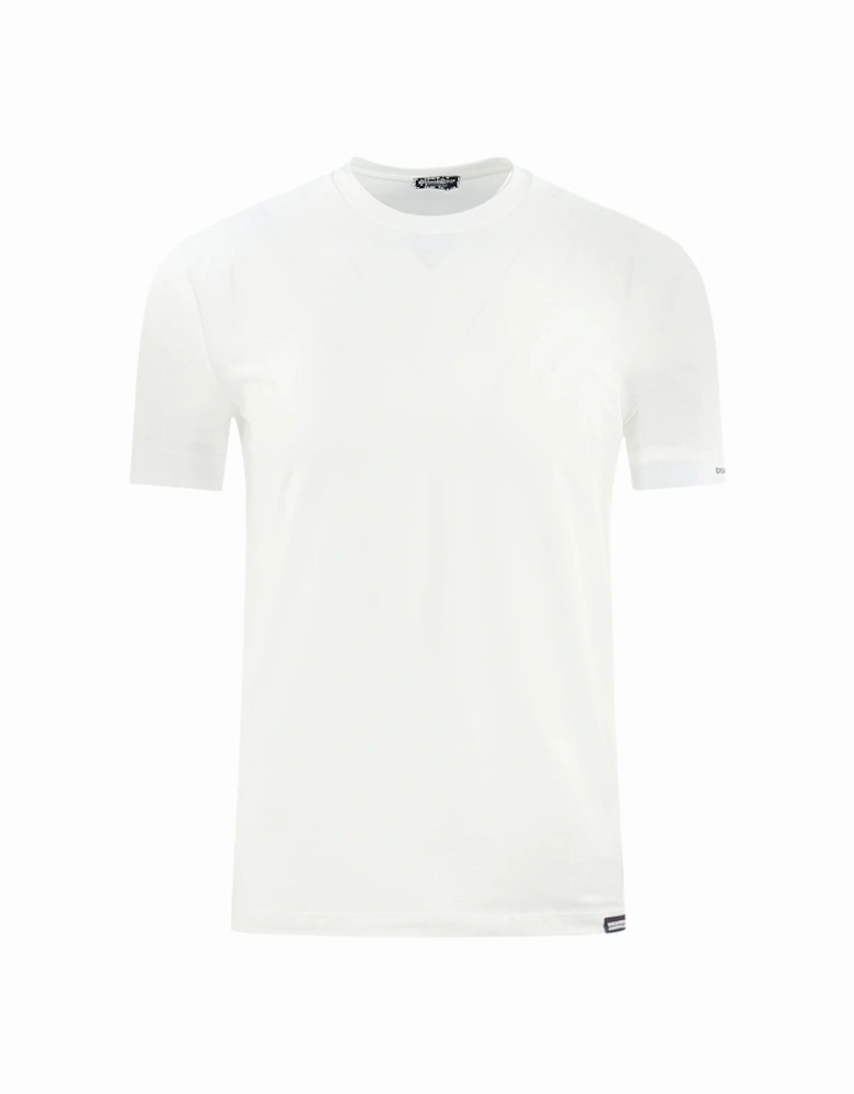 Bold Brand Logo on Sleeve White Underwear T-Shirt